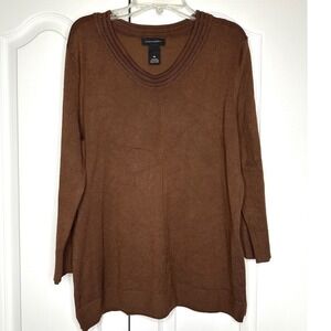 Investments Cozy V-Neck Ribbed Knit Size M‎ Sweater Relaxed Fit, Oversized Taupe